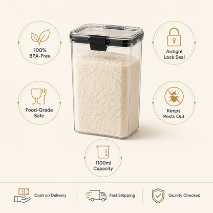 Airtight BPA Free Containers For Kitchen Storage Set, Storage Jar Food & Multipurpose Pantry Oraginzer,1100 ML