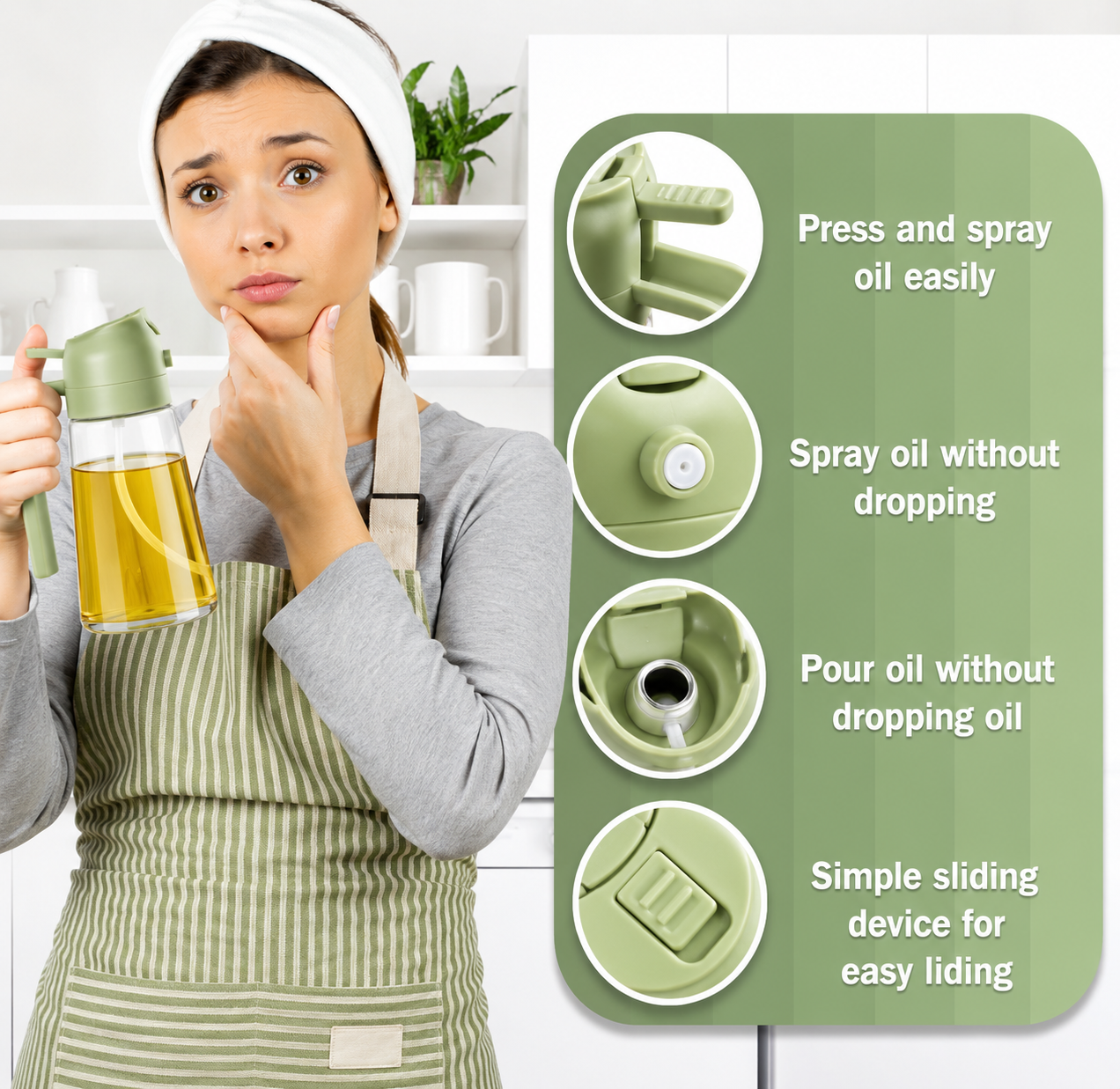 Premium 2-in-1 Glass Oil Sprayer & Dispenser Bottle – Control Your Oil Usage, Cook Healthier, Spray or Pour with One Touch