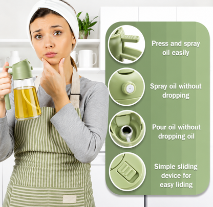 Premium 2-in-1 Glass Oil Sprayer & Dispenser Bottle – Control Your Oil Usage, Cook Healthier, Spray or Pour with One Touch