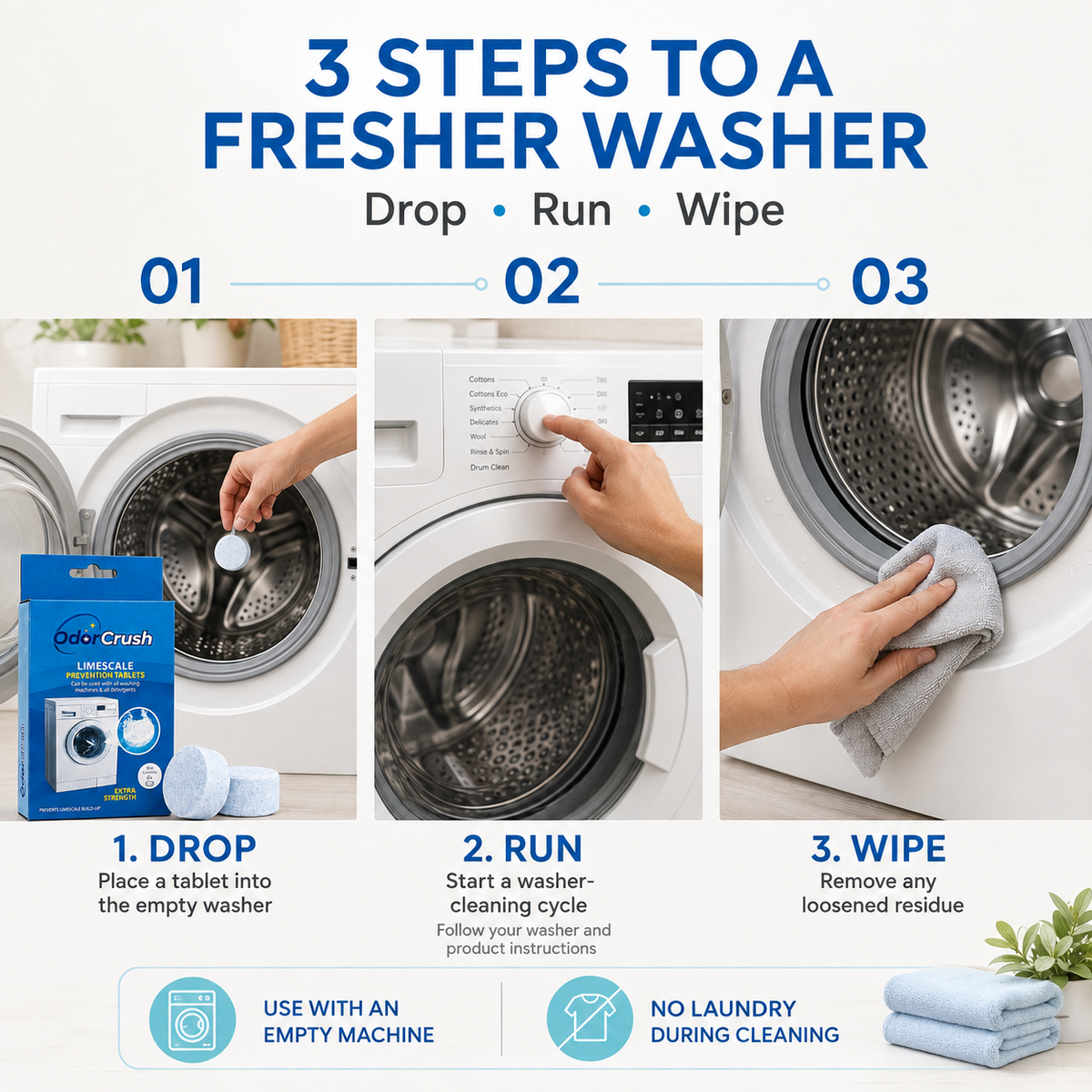 OdorCrush Washing Machine Cleaner & Limescale Prevention Tablets – 6 Pack