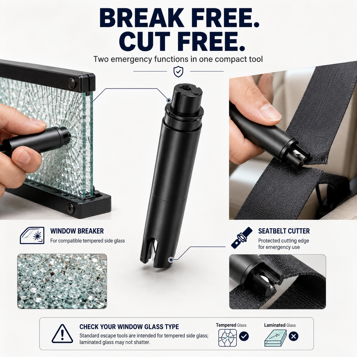 ResqPro 2-in-1 Car Emergency Escape Tool – Window Breaker & Seatbelt Cutter