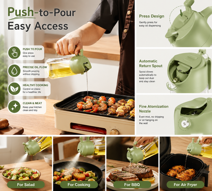 Premium 2-in-1 Glass Oil Sprayer & Dispenser Bottle – Control Your Oil Usage, Cook Healthier, Spray or Pour with One Touch