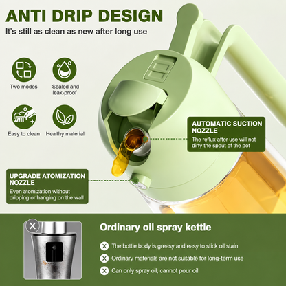 Premium 2-in-1 Glass Oil Sprayer & Dispenser Bottle – Control Your Oil Usage, Cook Healthier, Spray or Pour with One Touch